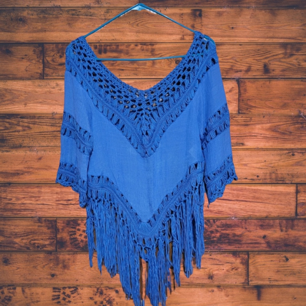Ellie and Kate Boho Crochet Fringe Top One Size